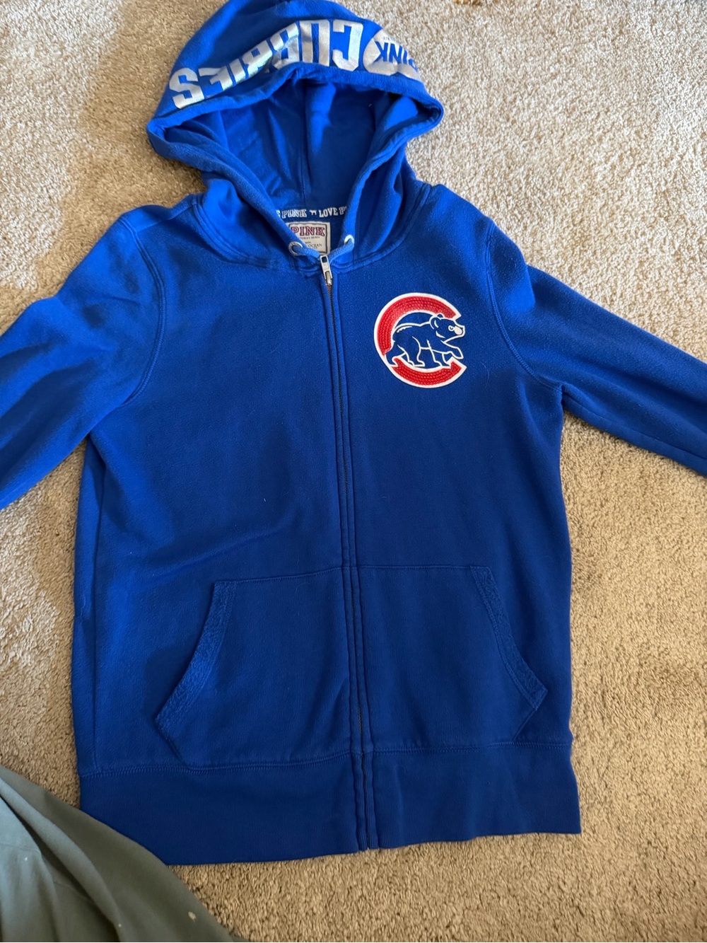 PINK Victoria's Secret Royal Blue Full-Zip Hoodie with Team Patch